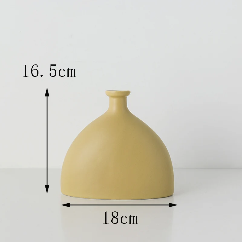 Europe Ceramic Vase Small Mouth Flower Arrangement Decoration Vases Tabletop Crafts Vases Home Decoration Wedding Gifts - Color: M03