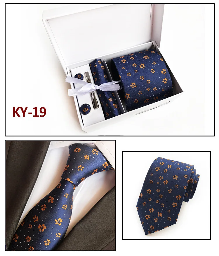 Высокое качество Классический Пейсли кешью цветы жаккардовый шелк для мужчин галстук + запонки Ханки коробка с застёжкой Комплект Запонки