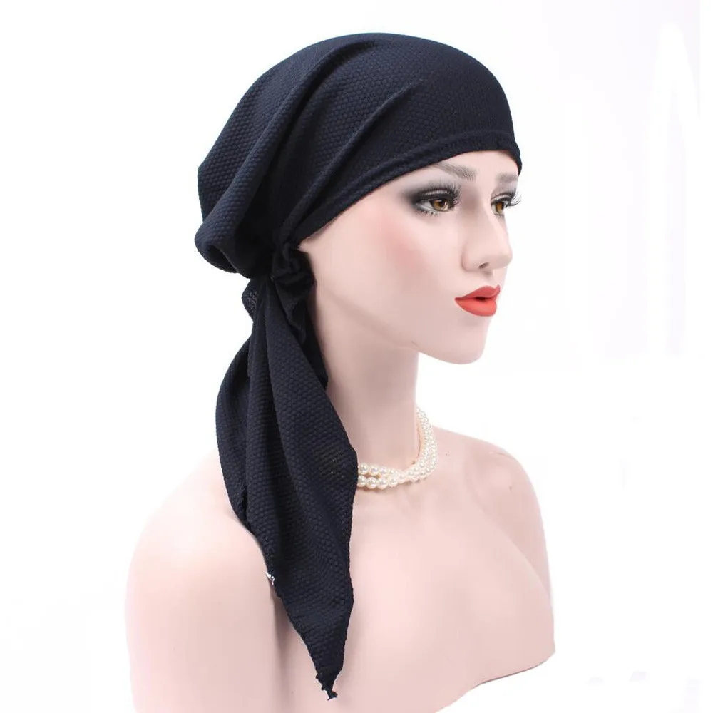 Дамская с цветочным принтом платок-хиджаб для женщин индийский мусульманский Эластичный Тюрбан шляпа хлопок выпадение волос платок обертывание A426