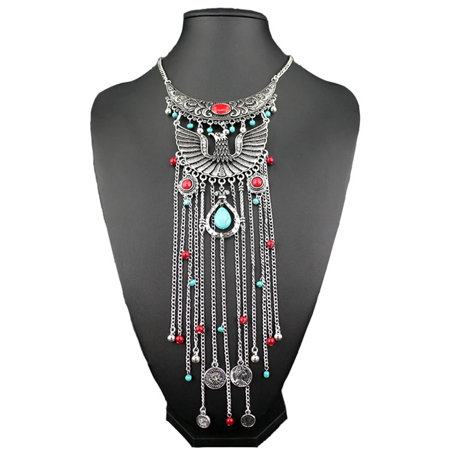 

Fashion choker Alloy Statement long Bohemian necklaces & pendants Vintage gypsy ethnic maxi Necklace Women fine Jewelry