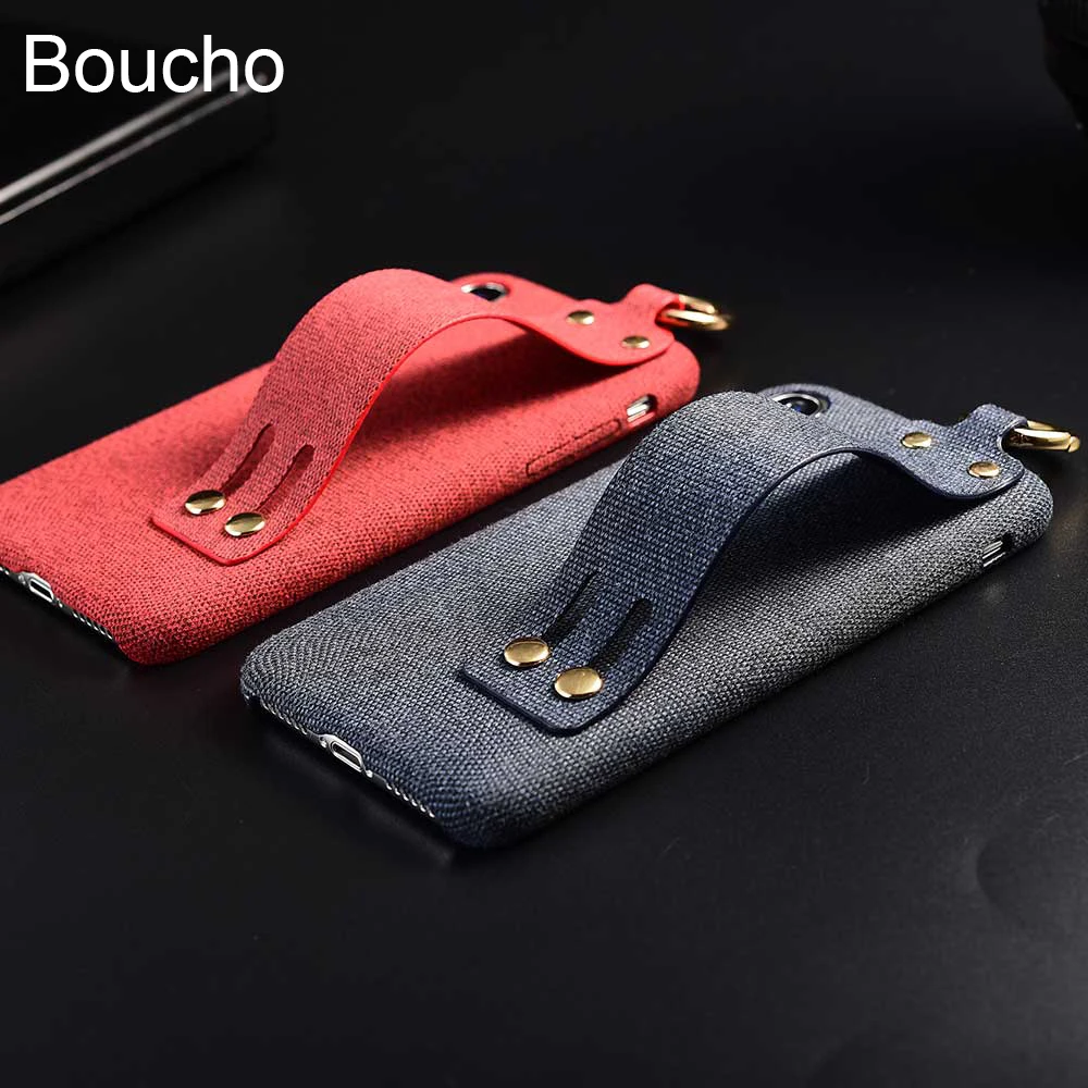 

Boucho Fashion Solid Color Cloth Wrist Strap Phone Case For iphone XR Xs Max X Silicone Soft Case For iphone 8 7 6 6s plus