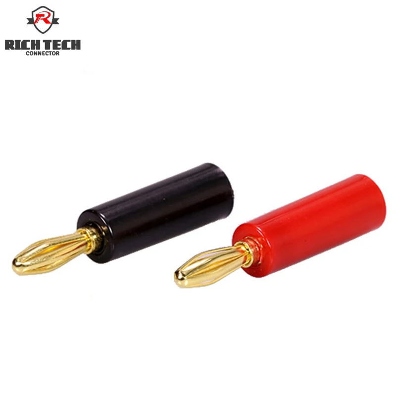 

8pcs/4pairs Black + Red Wire Audio Speaker Banana Plug Connectors 4mm Adapter Gold Plated