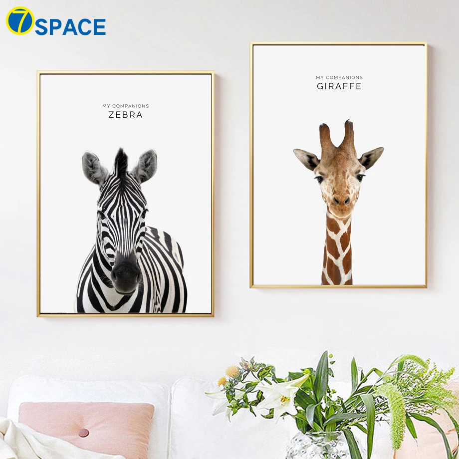 Zebras Giraffes Nordic Poster Wall Art Canvas Painting Posters And