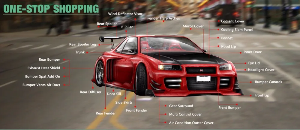 Us 299 0 Car Styling For Nissan Skyline R34 Gtt Type D1 Carbon Fiber Front Lip Glossy Finish Fibre Gt R Bumper Splitter Drift Accessories In Body