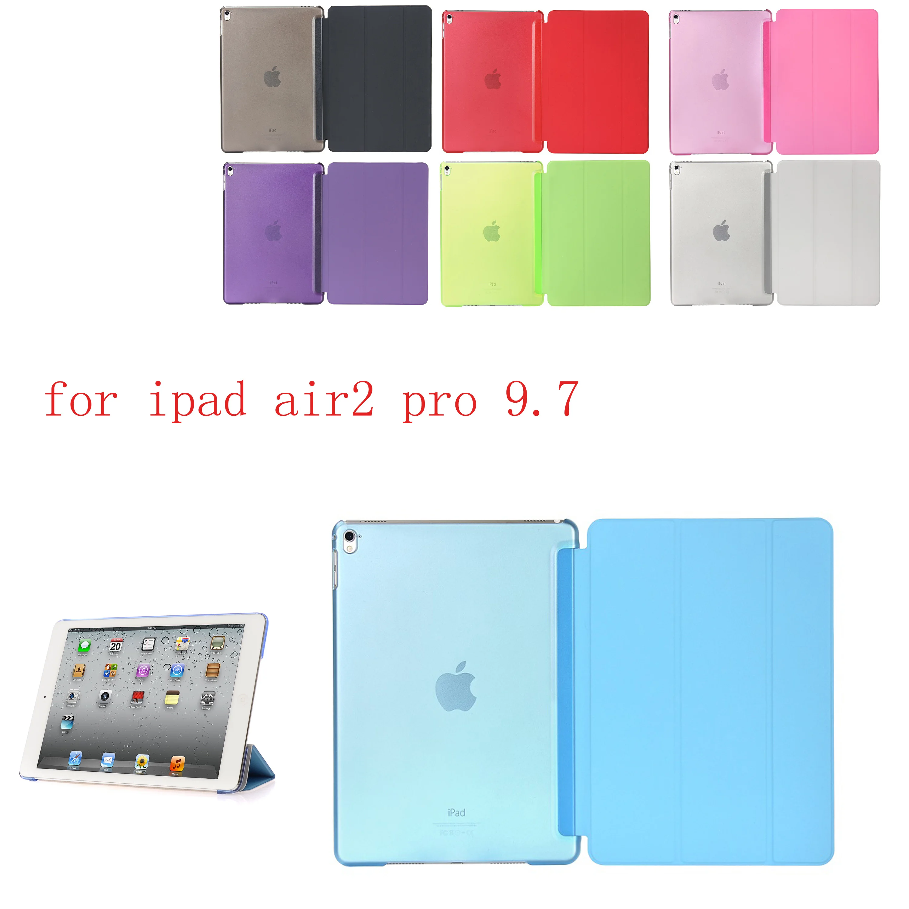 

Case For iPad air2 pro 9.7 PU Leather Siamese shell Case For Flip Smart Cover Auto Sleep/Wake Up For A1566`A1567`A1673`A1674