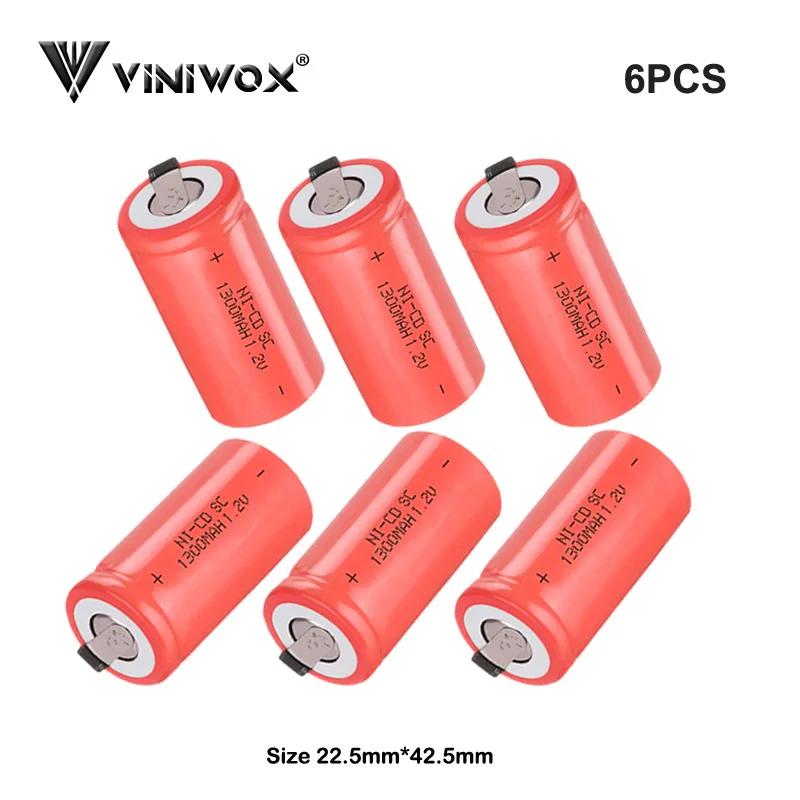 

New Subc Rechargeable battery Ni-CD 1300mAh SC 1.2V Rechargeable NICD Power tool Battery cells Electric Elements