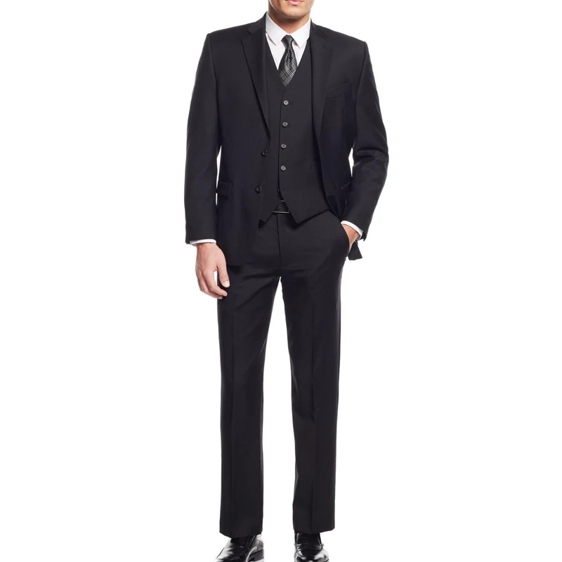 

Black Formal Men Suits for Prom Party Suit 3 Piece Notched Lapel Wedding Tuxedos Custom Made Business Man Suit Jacket Pants Vest