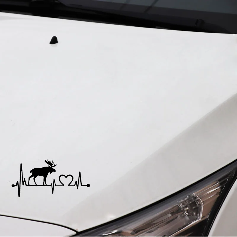 YJZT 14 см* 6,7 см Moose Elk сердцебиение спасательный круг виниловые мотоциклетные черные/Серебристые автомобильные наклейки C22-1057