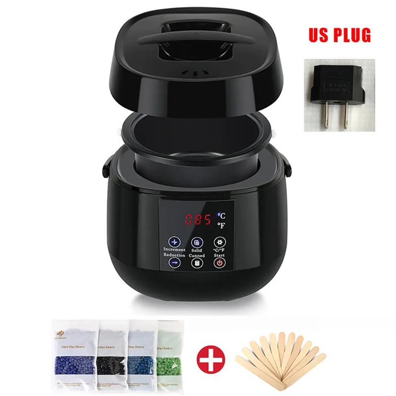 KIT BLACK US PLUG Депиляция воскоплав для воска баночный Инструмент для удаления волос умный профессиональный воск нагреватель спа для рук и ног эпилятор для депиляции уход за кожей парафиновый воск комплект - Цвет: KIT BLACK US PLUG