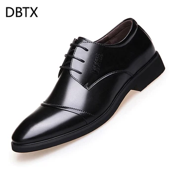 

DBTX men dress shoes formal business work soft Office patent leather pointed toe for men's male oxford flats Derby Zapatos 617
