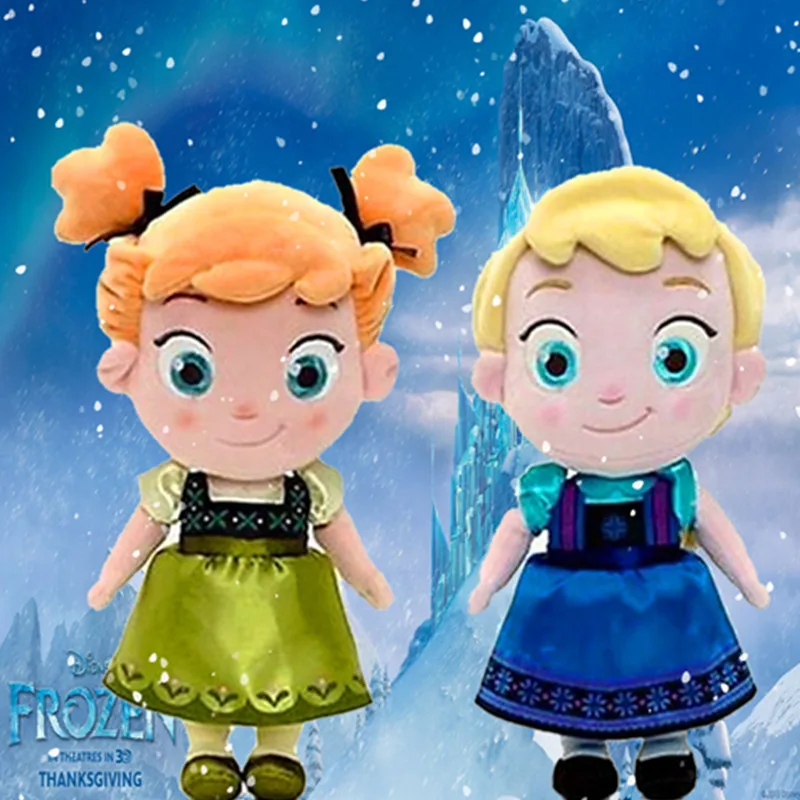 Дисней Принцесса плюшевые игрушки куклы 30 см версия Q детство Холодное сердце Эльза и Анна плюшевый кукольный ребенок плюшевые мягкие игрушки принцесса Brinquedos - Цвет: Elsa And Anna