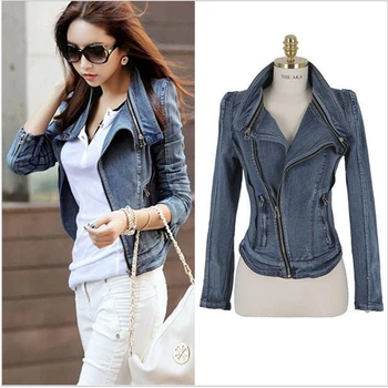 

spring autumn Women clothing cowboy coat fashion loose Long sleeve leisure Big yards short female denim jacket G286