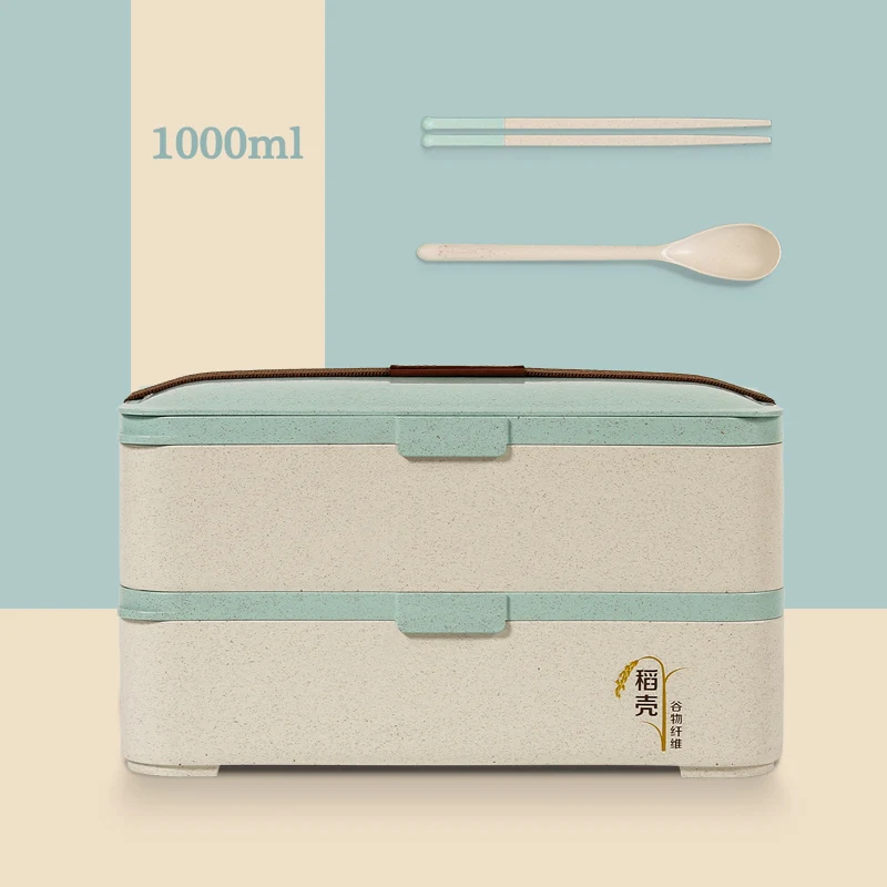 Микроволновая Пшеничная солома Bento Ланчбокс в японском стиле пластиковый контейнер для хранения суши-еда для пикника и кемпинга - Цвет: Blue Lunch Box