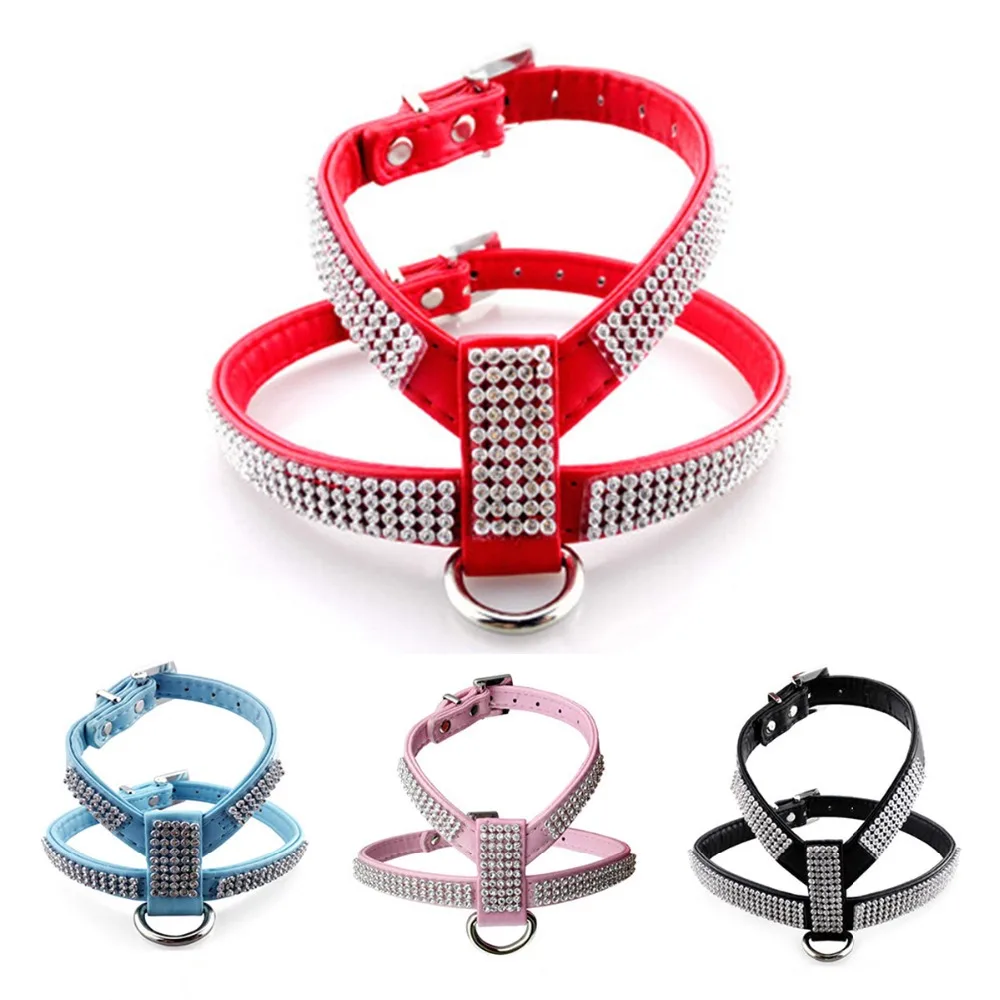

Reflective Dog Harness Nylon Pitbull Pug Small Medium Dogs Harnesses Vest Bling Rhinestone Bowknot Dog Accessories Pet Supplies