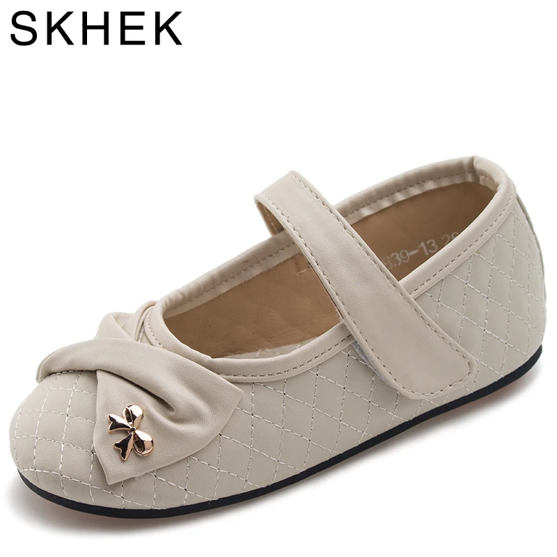 SKHEK Children Flat With Shoes For Girl Wearing Princess Shoes Black Beige Soft Children Comfortable Casual
