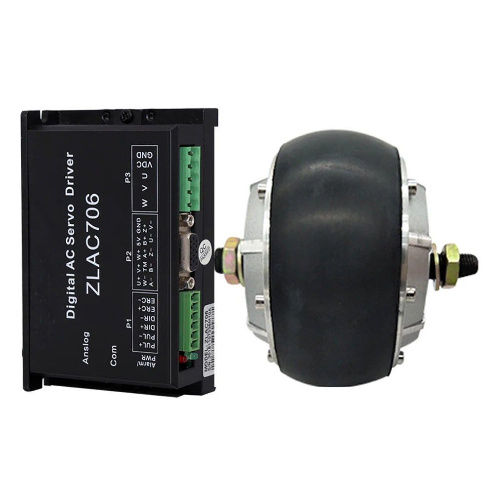 Best Price Brand New 24VDC 200W 4.5\ Wheel Hub Servo Drive+Motor Kits 400rpm Double shaft Load 100Kg Hub Motor with Brake for Robot AGV Car