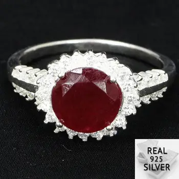 

20x12mm 3.5g Ravishing Real Red Ruby CZ Real 925 Solid Sterling Silver Rings