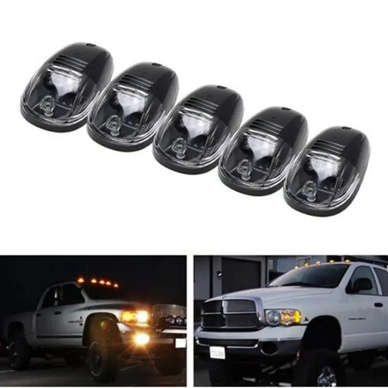 

5 Pieces Black Smoked Lens LED Warning Mouse Lights Top Car Dome Amber Logo Lamps For Ford F150 Dodge RAM Chevrolet GMC 4*4 SUV
