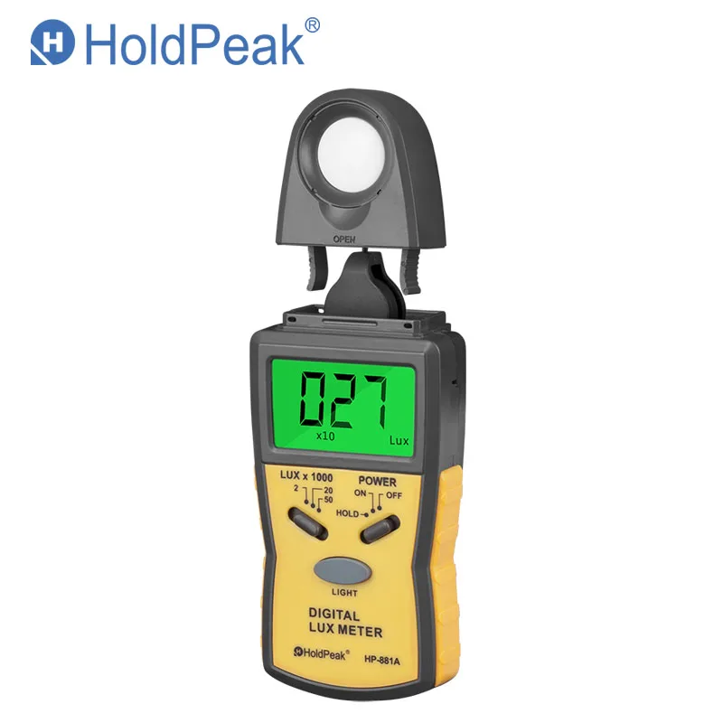 HoldPeak HP-881A цифровой измеритель освещенности с ЖК-дисплеем для хранения данных Цифровой Люксметр тест высокой точности