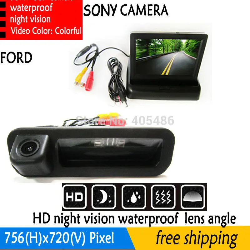 

Parking Video 4.3 " Foldable Tft Lcd Color car camera monitor in RearView Camera trunk handl HD SONY For Ford Focus Mondeo Kuga