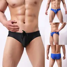Sexy Colorful Triangle Surf Mens Swim Briefs Drawstring Solid Swimming Suit Swimming Trunks Herren Sportanzug