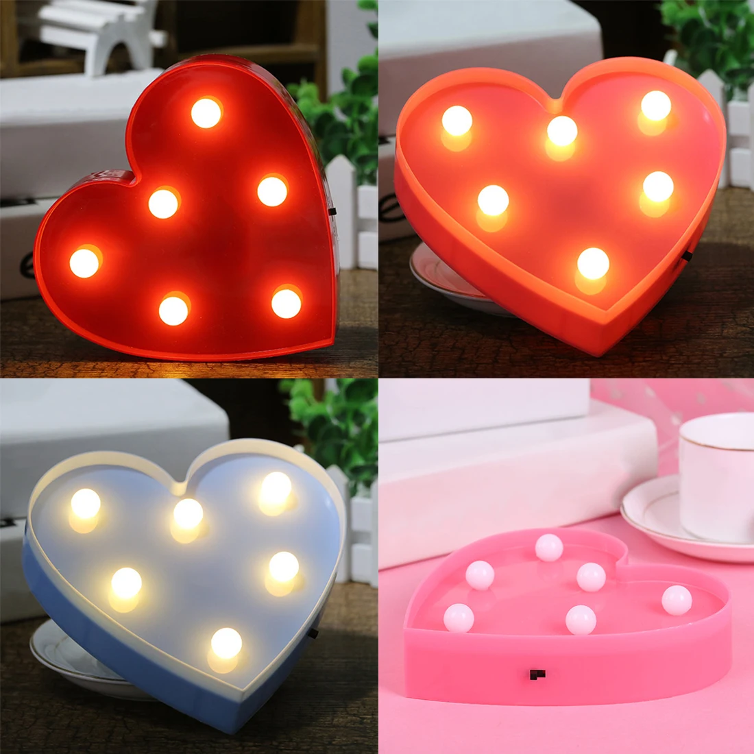 Romantic 3D Love Heart LED Night Light Sweet Symbol Lamps Indoor