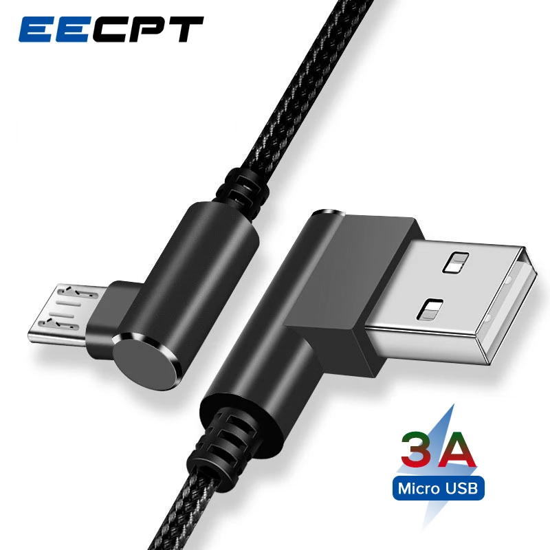 EECPT 3A Кабель зарядного устройства микро-usb 90 градусов кабель для зарядки данных Microusb телефонный кабель для Android samsung S7 S6 Xiaomi Honor шнур