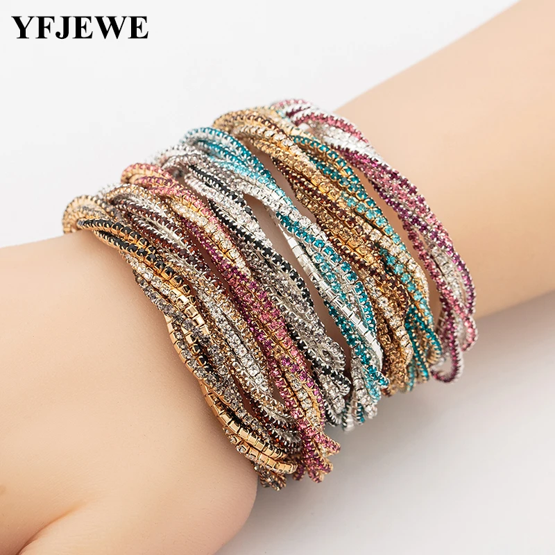 YFJEWE 4 в 1 браслеты и браслеты кожаный браслет со стразами браслеты с кристаллами для женщин модные ювелирные изделия Pulseira Masculina B167