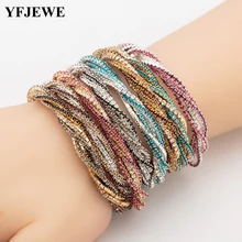 YFJEWE 4 в 1 браслеты и браслеты кожаный браслет со стразами браслеты с кристаллами для женщин модные ювелирные изделия Pulseira Masculina B167