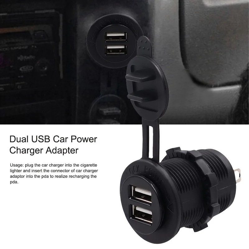 Waterproof Dustproof 5V 2.1A Dual USB Car Power Charger Adapter Blue LED 12-24V for Car Truck Boat Motorcycle Cigarette Lighter  (8)