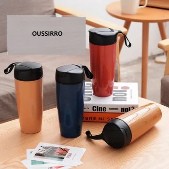 

OUSSIRRO 2019 Creative 600ml Ceramics Coffee Mug Water Bottle Travel Mug Bouble Layer Plastic Balance Cup Coffee Cups