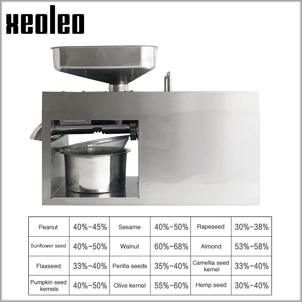 XEOLEO машина для прессования оливкового масла из нержавеющей стали машина для холодного и горячего прессования масла для арахиса/грецкого ореха/семян льна 1500 Вт