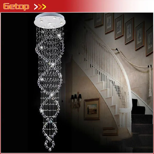 Us 80 93 55 Off Modern Staircase Ceiling Lights Superdense K9 Crystal Lamp Double Spiral Crystal Ceiling Lamp Living Room Lamp Celling Light In