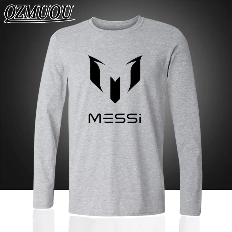 Модная футболка Lionel MESSI mark MESSI, хлопковая Футболка с круглым вырезом и круглым вырезом для отдыха, Мужская футболка с длинными рукавами