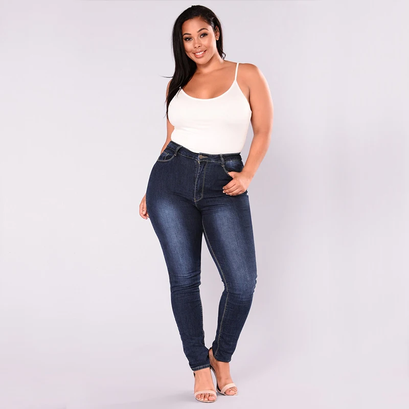 

Fashion Woman Jeans Stretch Elastic Leggings Trousers High Waist Pocket Denim Pocket Female Pencil Pants Plus Size Jeans