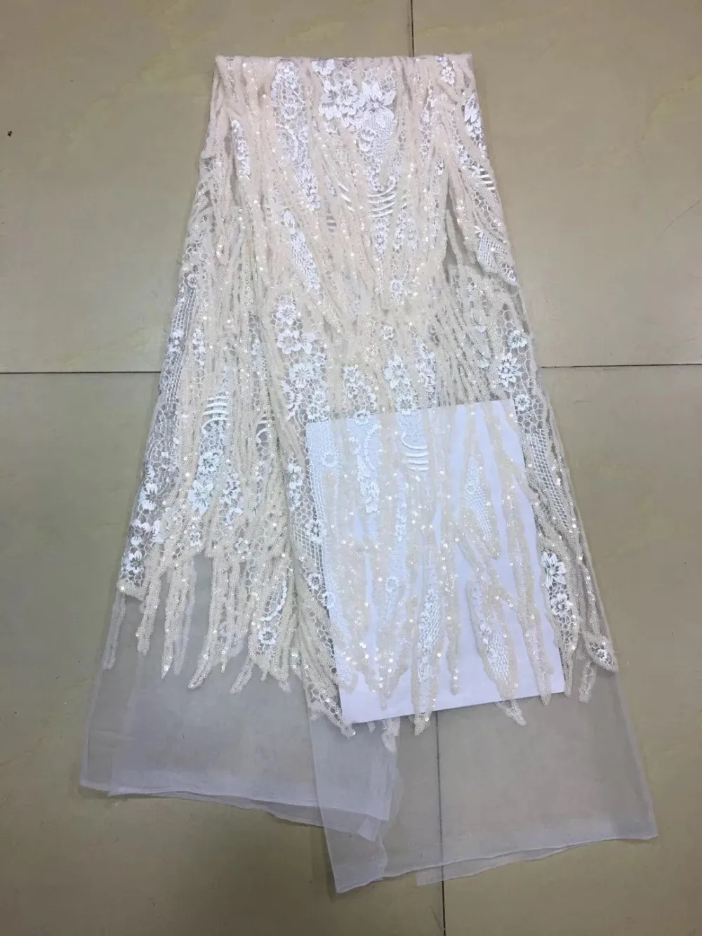 

fb001-5 new arrive offwhite mix beige flower sequin embroidery tulle mesh lace for bridal wedding dress sawing/party