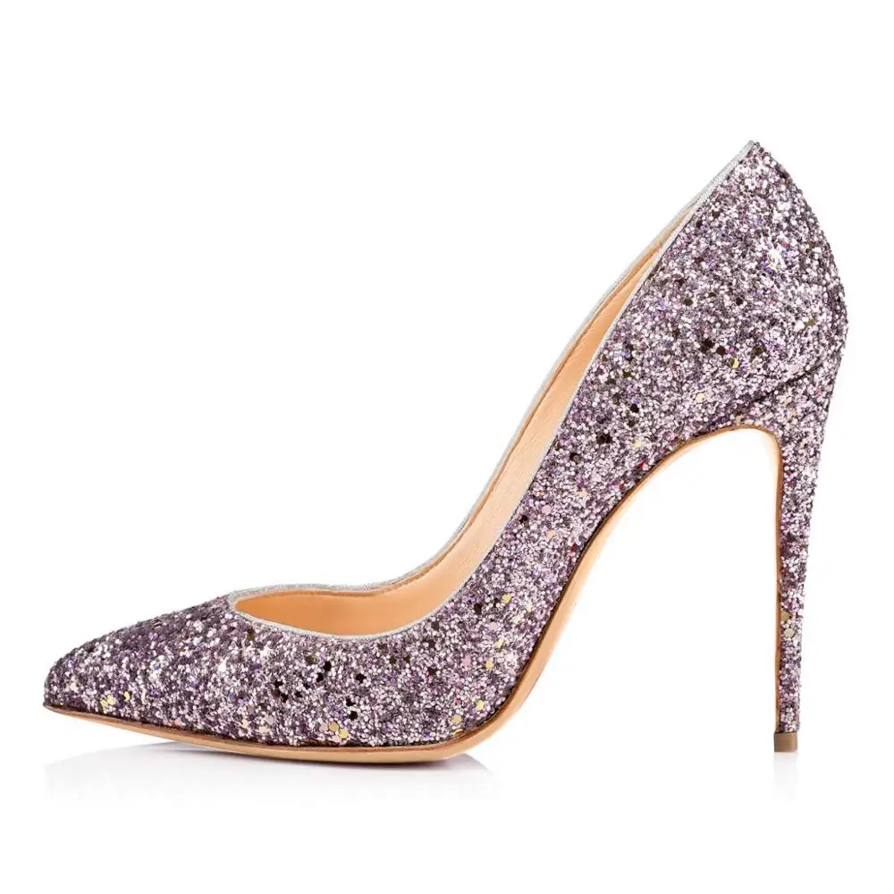 

Women High Heel Stiletto Glitterring Pumps Sequined Pointed-Toe Shallow Shinning Shoes Wedding Banquet Bling Bling Sweet Shoes