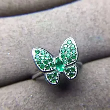 Натуральный зеленый изумруд драгоценный камень комплект ювелирного изделия с натуральным камнем драгоценный камень кольцо кулон серьги 925 серебро Элегантный Прекрасный Сердце Бабочка ювелирные изделия