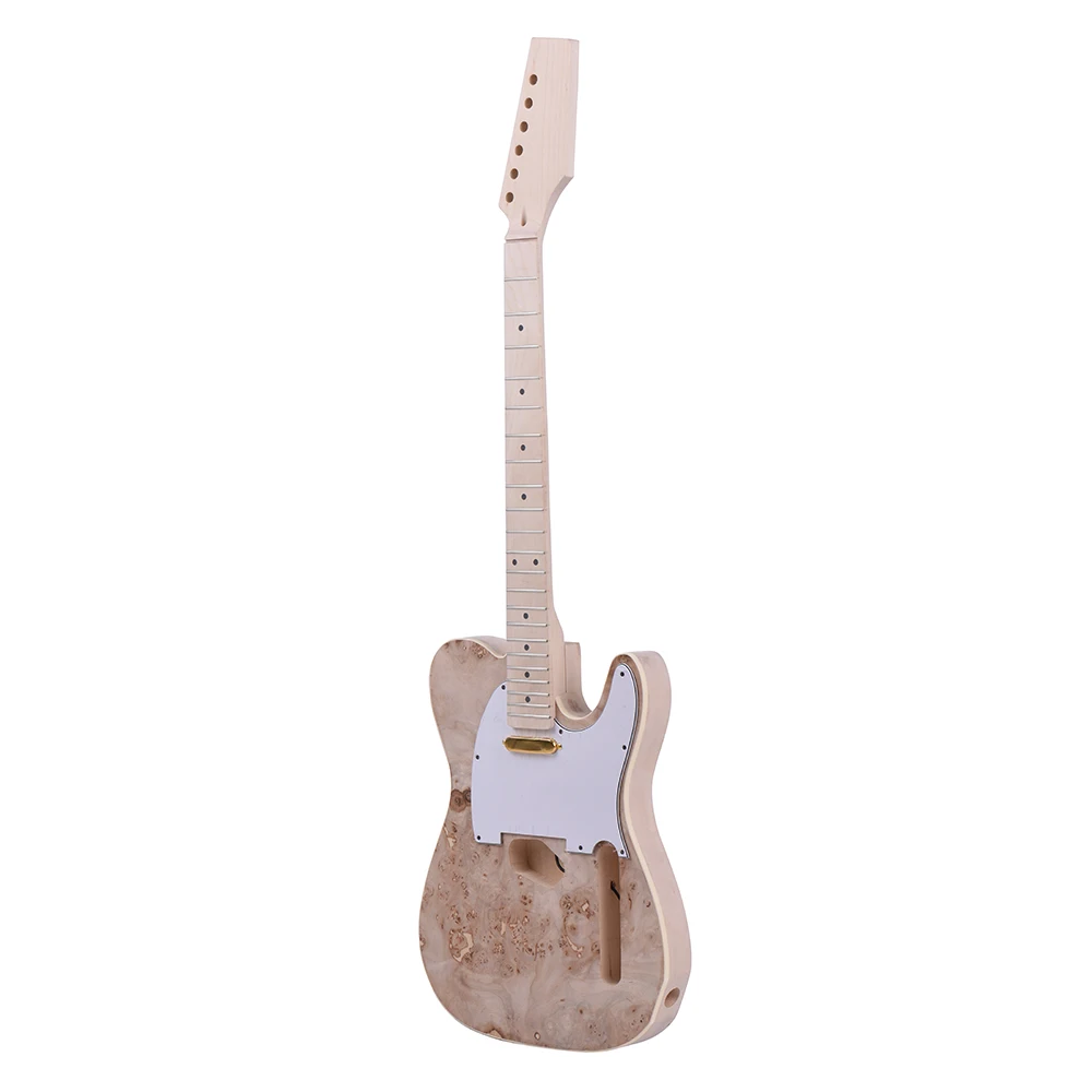 Excellent New Arrivals ammoon Unfinished Electric Guitar DIY Kit Basswood Body Burl Surface Maple Wood Neck & Fingerboard 2