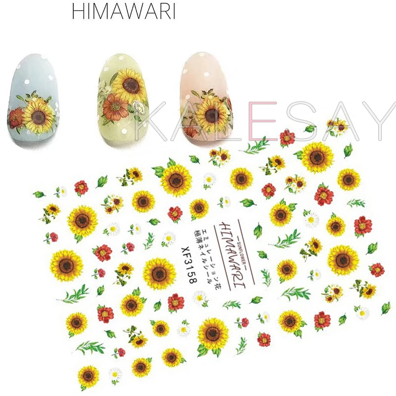 

Sunflower Daisy Nail Sticker for Design Decoration Nail Art Decals Adhesive Himawari Sticker for Nails Manicure Design Foil