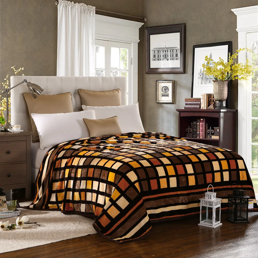 

Fashion Checked Plaid Warm Plush Soft Flannel Blanket Throws Twin/Full/Queen Size Bed/Sofa/Air Cover Sheet Ethnic Paisley Ethnic
