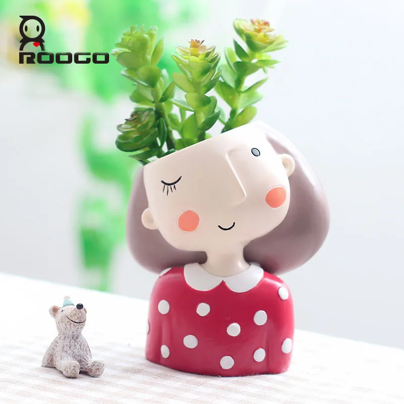 

ROOGO Flower Pot For Succulents Home Garden Decoration Planters Pots Cute Flowerpot Desktop Planter Decor Accessories Bonsai Pot