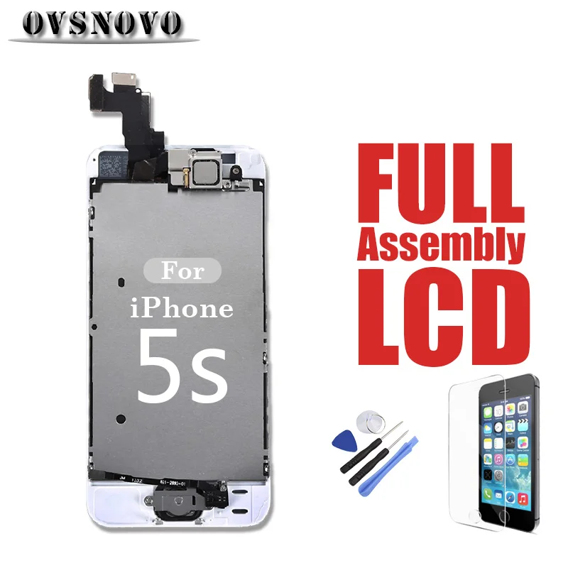

Full Assembly For iPhone 5s LCD Display Replacement Touch Screen Digitizer Complete Set Parts Panel Front Camera Home Glass Tool