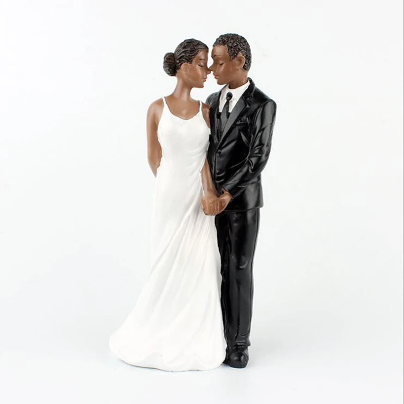 Decoration De Gateau De Mariage En Resine Figurine De Couple Africain Centre De Table Pour Anniversaire De Mariage Noir Brillant Aliexpress
