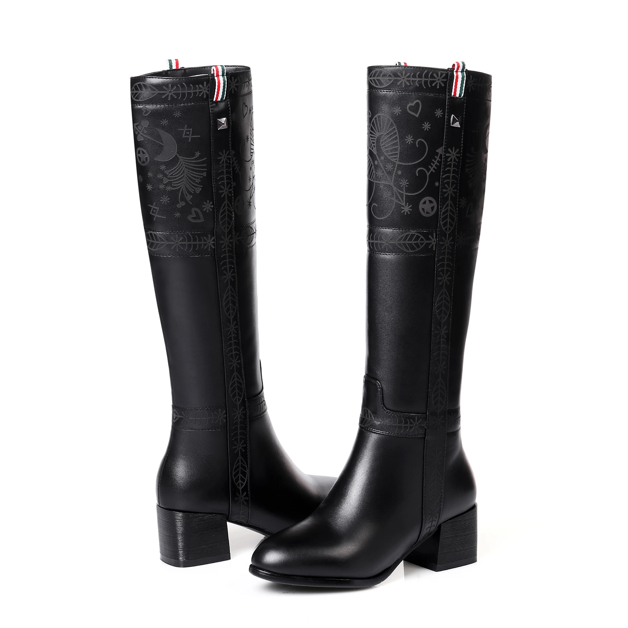 

Long boots leather slim waist and knee boots