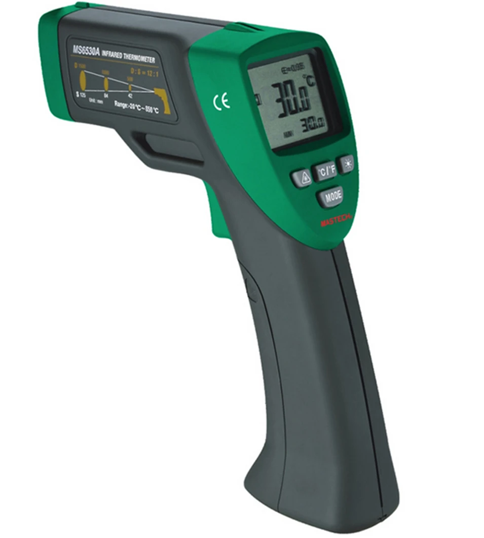 

MASTECH MS6530A Non-contact Infrared Thermometer IR Temperature Gun with Laser Pointer Tester -20C~850C D:S(12:1)