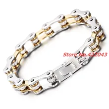 9″*10mm Fashion Crystal Jewelry New 316L Stainless Steel Silver Gold Men Women Biker Bicycle Motorcycle Chain Bracelet Bangle