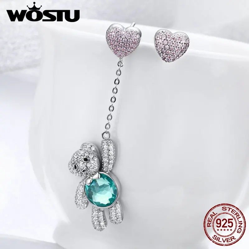 WOSTU Роскошные серьги гвоздики из 100% стерлингового серебра 925 пробы с