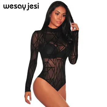 

Black Ladies Bodysuit Top Woman Long Sleeve Rompers Bodysuit Macacao Body Feminino Lace Romper Women 2019 Fashion Top
