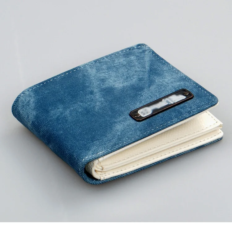 Fashion Bifolded Men's Wallet Handmade Denim Jeans Men's Wallet High Quality Short Style Denim